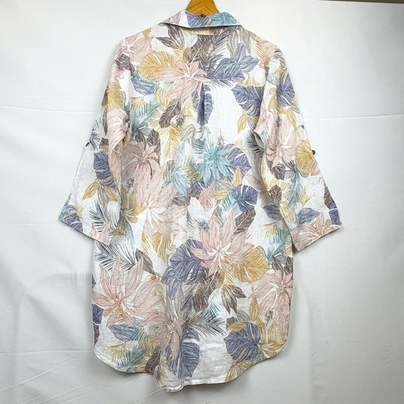 ROSEMARINE Women Linen ButtonUp Shirt Tunic Sz M Beachy Coastal Breathable Italy - Picture 9 of 13